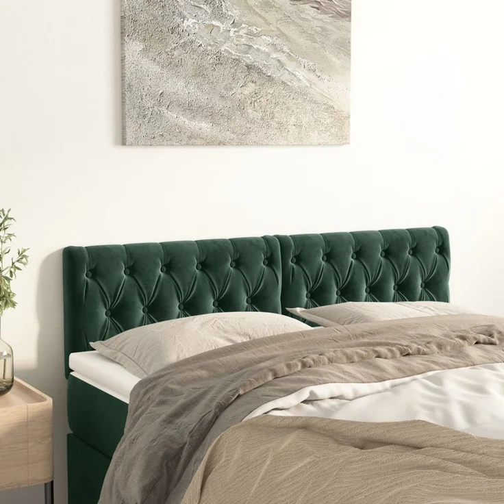vidaXL Kopfteile 2 Stk. Dunkelgrün 80 x 7 x 78/88 cm Samt 346365 – Bild 1