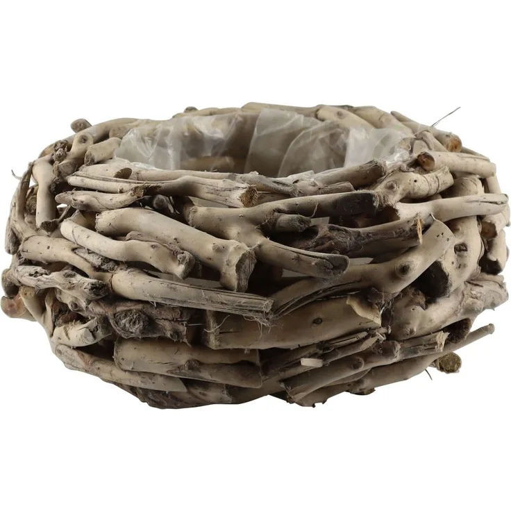 AM Design Dekokranz Kranztopf aus naturbelassenem Holz, perfekt als dekoratives Pflanzgefäß oder für saisonale Arrangements