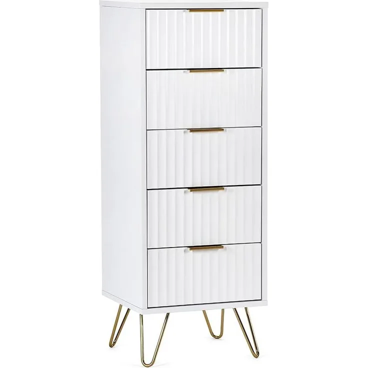 Julian Bowen Murano Schubladenschrank, 5 Schubladen, Mattes Weiß, Einheitsgröße