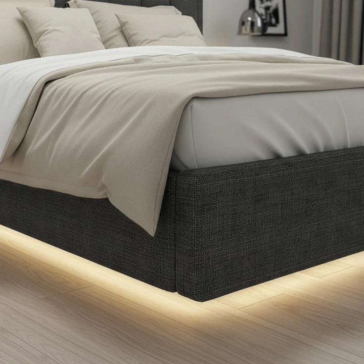 HOME DELUXE LED Bett MELURA inkl. Matratze Dunkelgrau - 180 x 200 cm – Bild 2