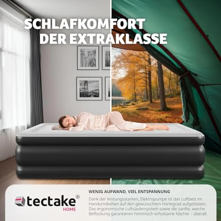 tectake Luftbett AirDreams, selbstaufblasbar mit elektrischer Pumpe, Schwarz/Weiß, 200 x 101 cm, belastbar bis 150 kg – Bild 11