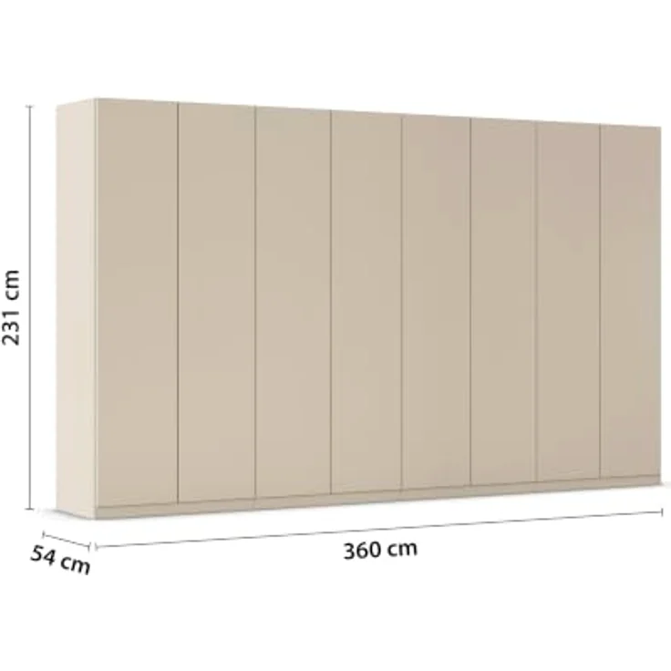 Rauch Möbel LUNIK, Kleiderschrank, Farbe Beige, Breite 360 cm | Schrank mit patentiertem Schnellmontagesystem, 8-türig, Push-to-open-Funktion, Zubehör Comfort, Schlafzimmer, Ankleide – Bild 3