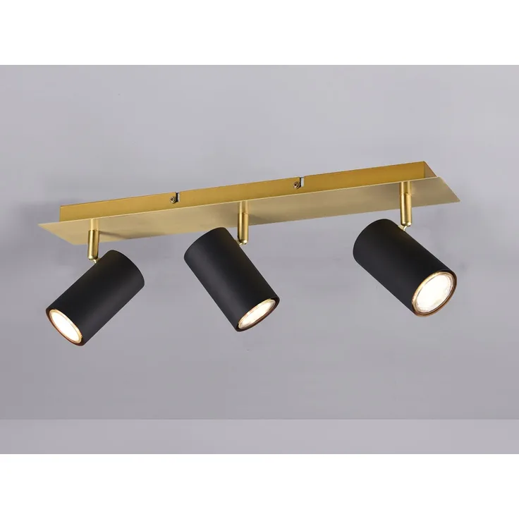 LED Deckenstrahler Schwarz Gold 3-flammig, Breite 48cm