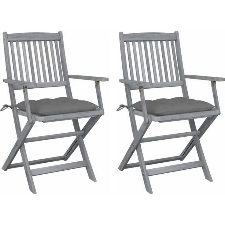 vidaXL Klappbare Gartenstühle 2 Stk. mit Kissen Massivholz Akazie 3064498