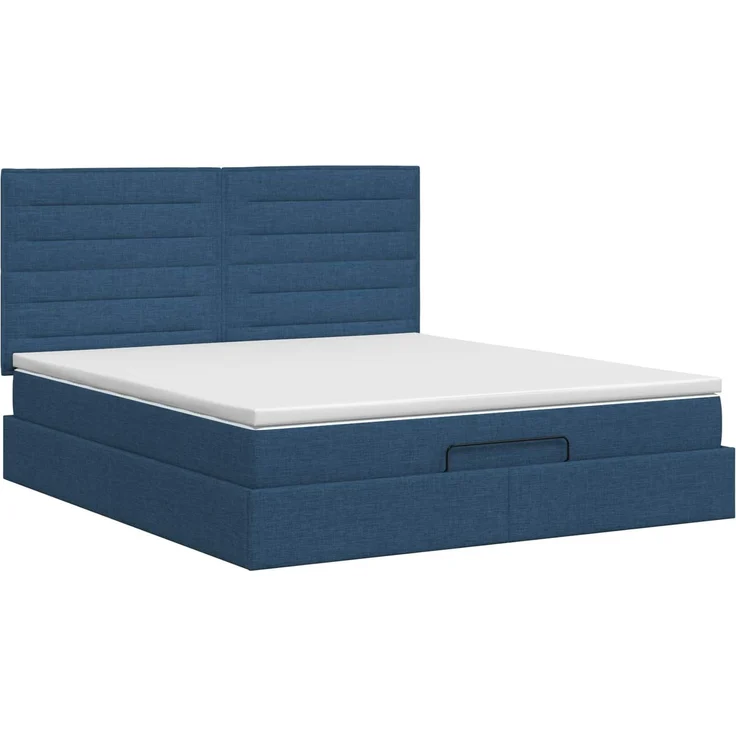 vidaXL Ottoman Bett mit Matratze mit Kopfteil Blau 160 x 200 cm Stoff 3457424 – Bild 5