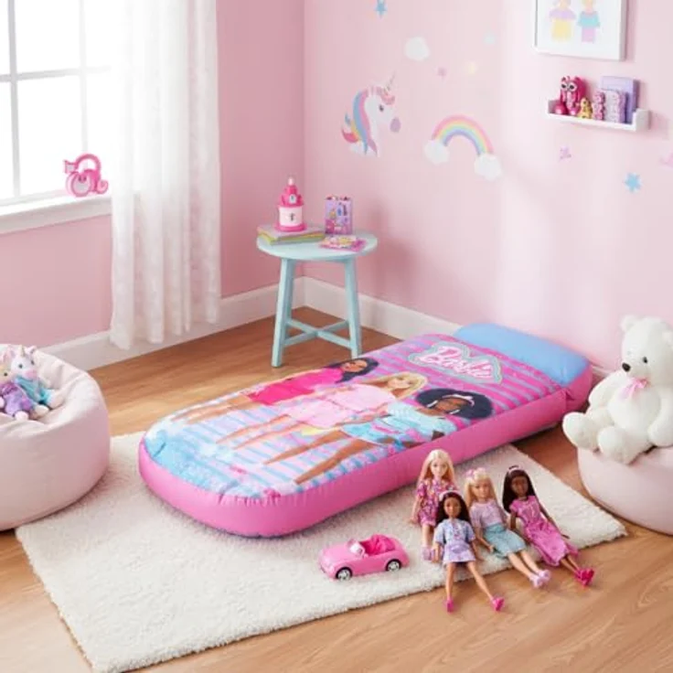 Character World Barbie ReadyBed Kinder Aufblasbares Luftbett und Schlafsack mit Pumpe | Mädchen Reisematratze für Übernachtungen und Camping oder Zuhause – Bild 6