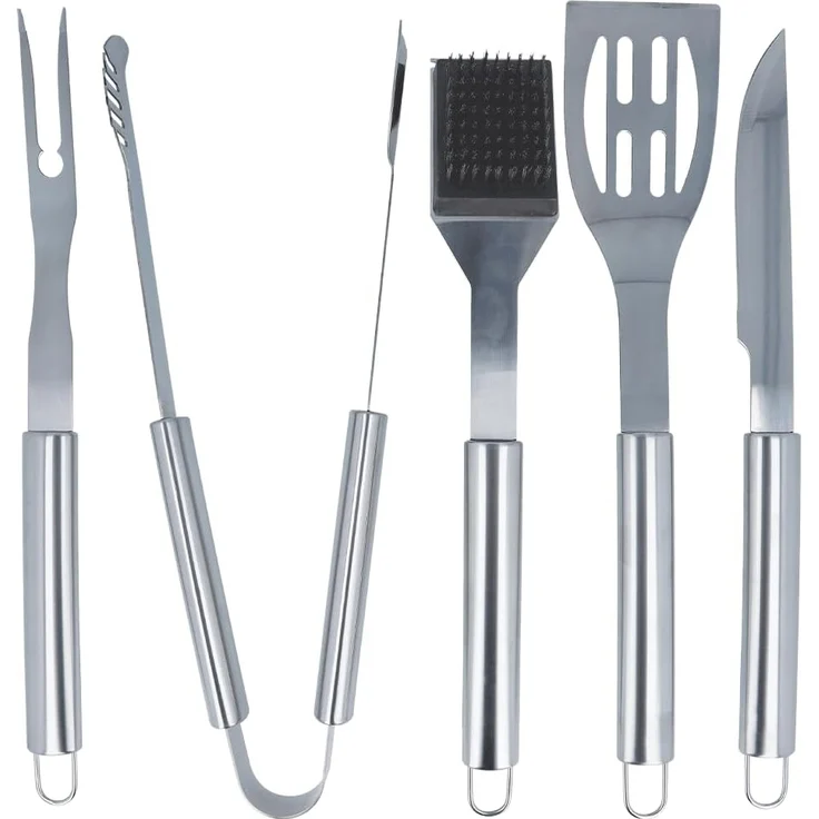 EUROHOME Grillbesteck-Set Grillset aus 5 Teilen Grill Zubehör, (5 tlg, Besteck Koffermaße 44 x 17 x 7 cm), Set aus Zange, Wender, Gabel, Messer und Reinigungsbürste. – Bild 3