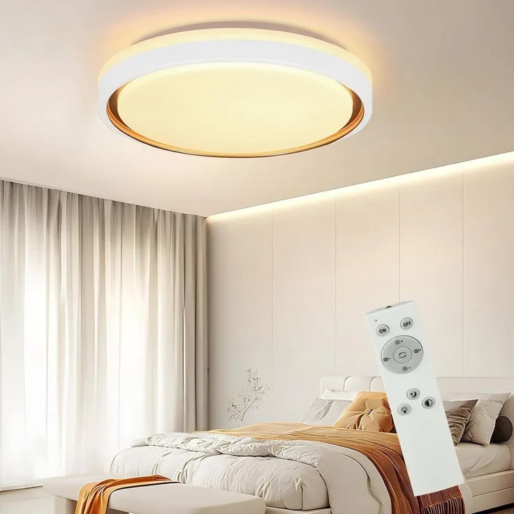 ZMH LED Deckenleuchte Weiß, rund, 18W integriertes LED, drei Farbtemperaturen, dimmbar, LED fest integriert, 3000K-6500K dimmbar, mit Fernbedienung, geeignet für Wohnzimmer und Schlafzimmer