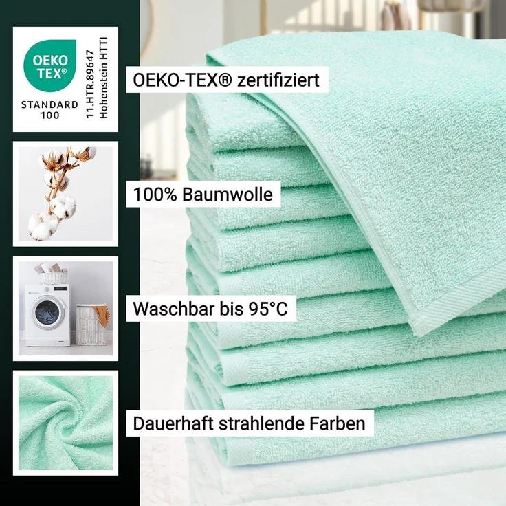 ZOLLNER Gästehandtücher, Walkfrottier (10-St), 30 x 50 cm, 100% Baumwolle, alle Farben bis 95°C waschbar – Bild 3