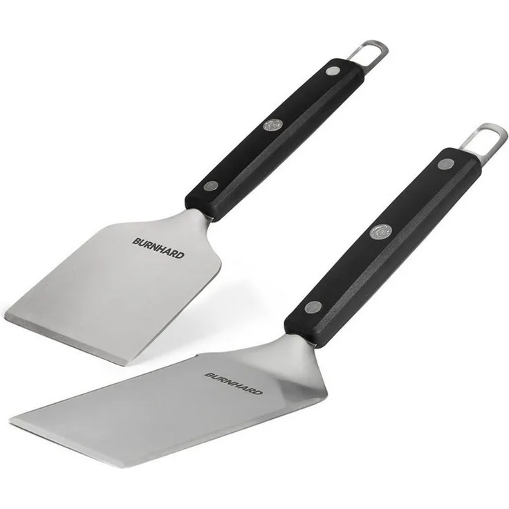 BURNHARD® Grillspachtel und Grillschaber, Set 2-tlg. mit Burgerwender, Grillwerkzeug aus Edelstahl, BBQ-Tools für Planchas und Grillplatten, Planchaspachtel - Multi-Color - #945616