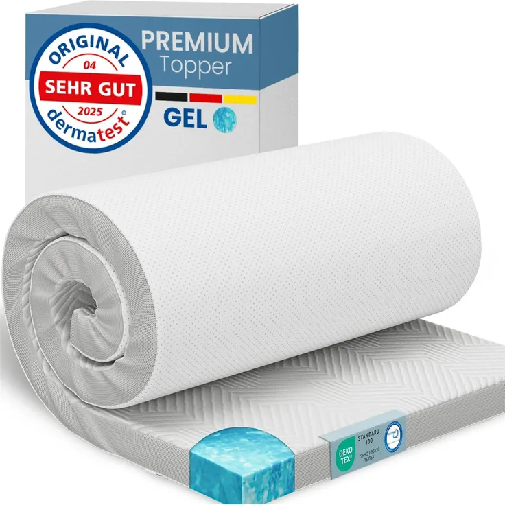 aktiv shop GmbH ELONEO Gel Topper 90x190cm, 5 cm Gel-Memory-Schaum, atmungsaktiver 3D-Netz Bezug, hohe Flexibilität und Komfort