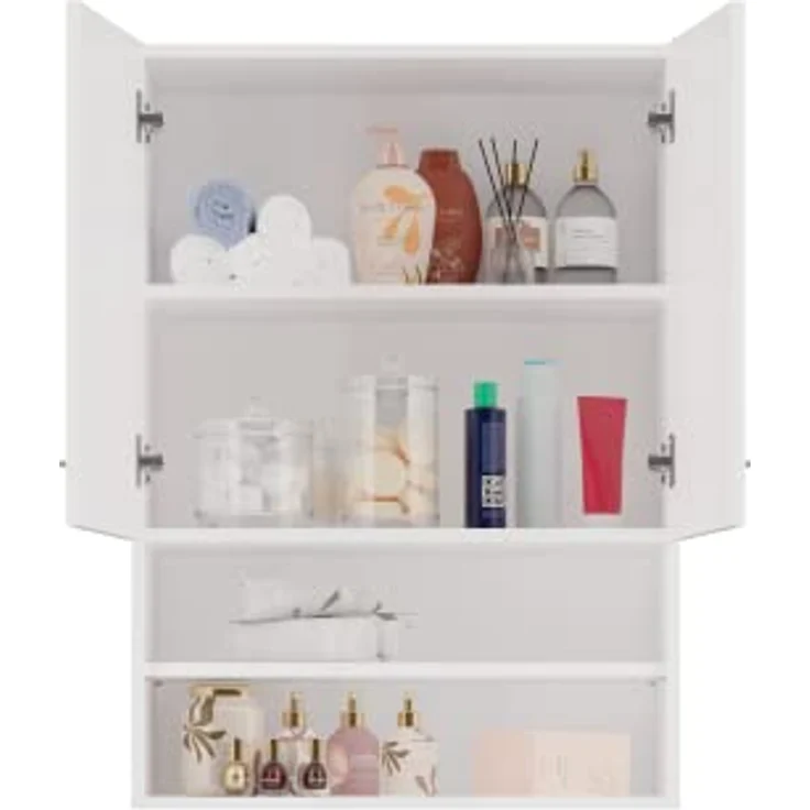 ibonto HÄNGESCHRANK Laminierte Platte Weiß 64 cm Breite, 90 cm Höhe und 30 cm Tiefe (H 90 x T 30 x B 64 cm) – Bild 7