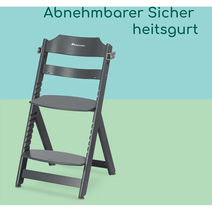 Bebeconfort Hochstuhl Timba - Gray Mist, Mitwachsender Holz Baby Kinderhochstuhl mit Sitzauflage - verstellbar – Bild 3