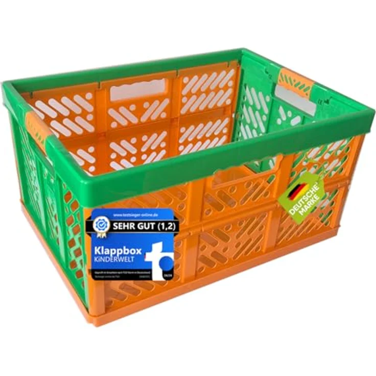 KiNDERWELT Robuste Profi - Klappbox 45 L bis 50 kg - Faltbox, Kiste, Korb zur Aufbewahrung, Transport - orange – Bild 2
