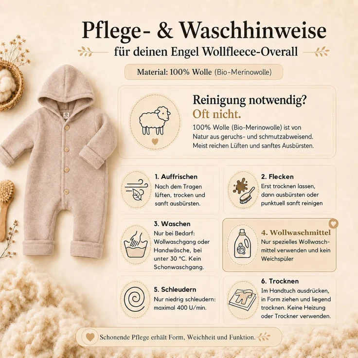 Engel Baby-Overall mit Kapuze, Holzknöpfen und Umschlag TOP – Bild 9