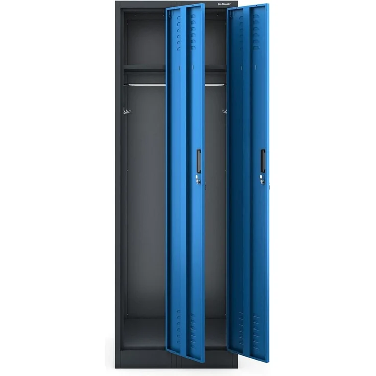 Jan Nowak Spindschrank abschließbar Umkleideschrank Metall Personalschrank Kleiderschrank Spind mit 2 Abteilen Trennwand Kleiderstange Haken Namensschild Lüftung, 180 x 60 x 50 cm – Bild 4