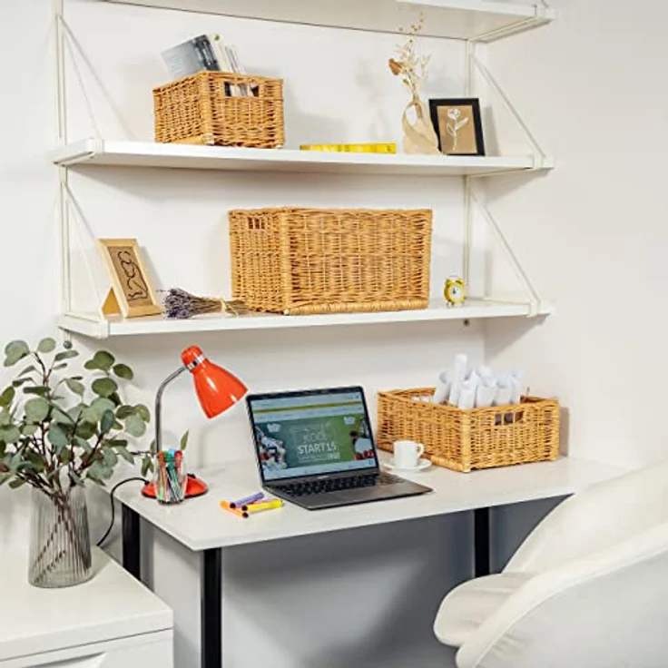 Creative Home Holzkiste Weidenkorb Aufbewahrungskorb, Handgeflochten, Haltbar (1 St), Korb Geflochten Naturkorb mit Griffen Aufbewahrung – Bild 10