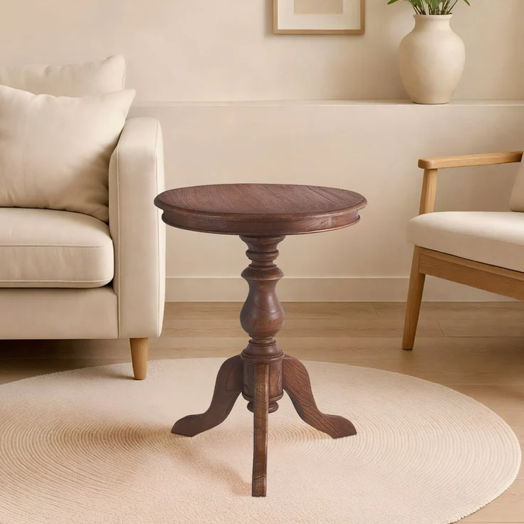 CLP Beistelltisch Wiva 50 cm aus Mindiholz Tischplatte rund Couchtisch,braun – Bild 3