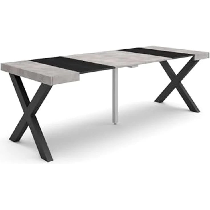 Skraut Home | Ausziehbarertisch | Multifunktionaler ausziehbarer | 220 | Für 10 Gäste | Massivholz Beine | Moderner Stil | Zement – Bild 1