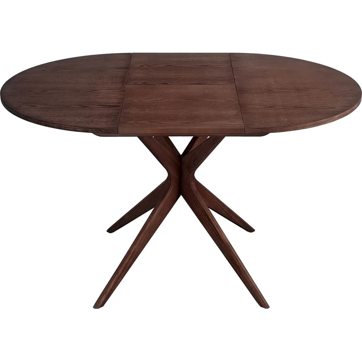 Ragaba Runder ausziehbarer Esstisch Ø 90 cm Esche & MDF Eschenholzfurnier Walnussbeize – Bild 2