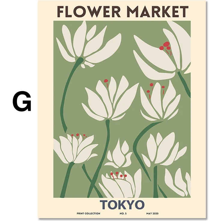 Poster Matisse Blumen Market Museum Abstrakt| Bilder Wohnzimmer | Wandbilder Schlafzimmer | Deko Print ohne Rahmen | Bilder Matisse Bunt - G / 50 x 70 cm