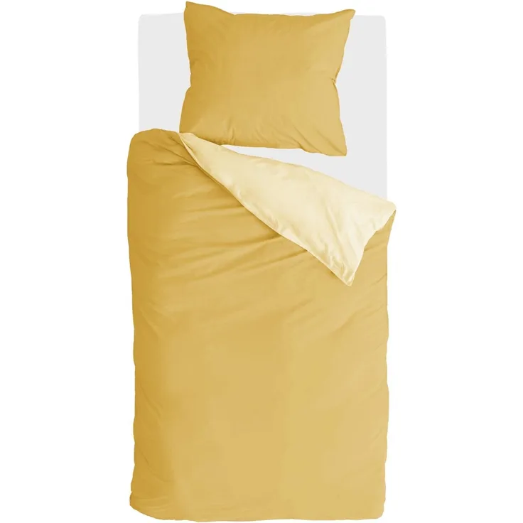 Bettwäsche-Set (135x200cm) - Byrklund Side Way Ocher-Yellow/White