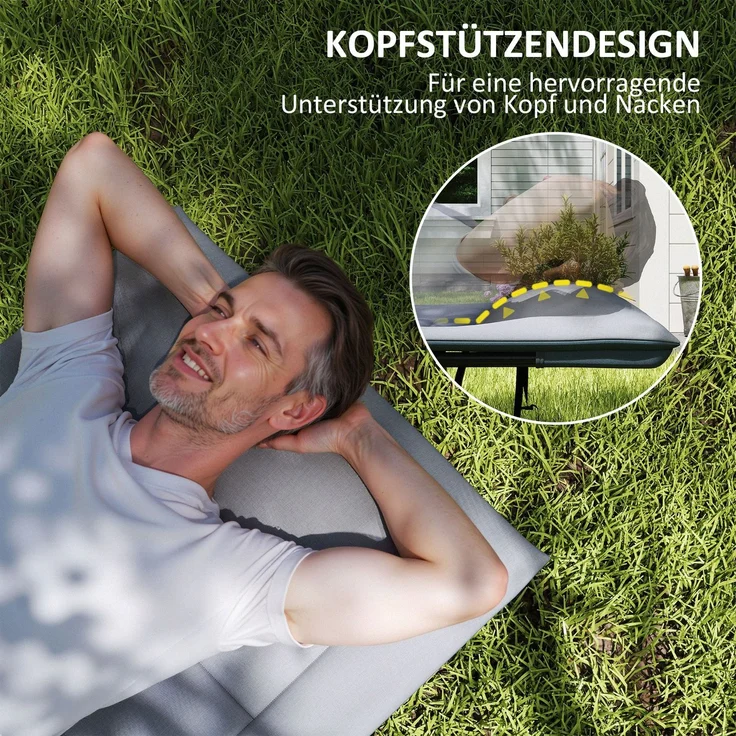 Outsunny Campingbett, Metall, Polyester, Grau, 187L x 67B x 37H cm – Bild 4