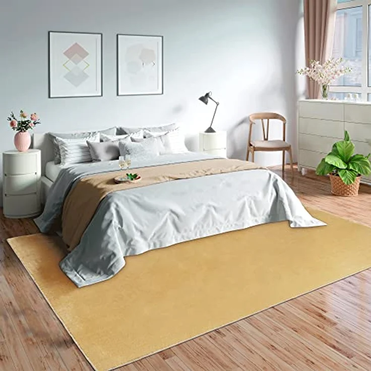 Mia's Teppiche Olivia Wohnzimmer/Schlafzimmer Teppich - waschbar - 160x220 cm, Gold – Bild 1