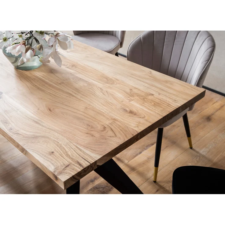 FINEBUY Esstisch FB66278 (Akazie Massivholz Rechteckig, 160x80x76 cm, Modern), Holztisch Esszimmer Modern, Esszimmertisch Groß – Bild 4