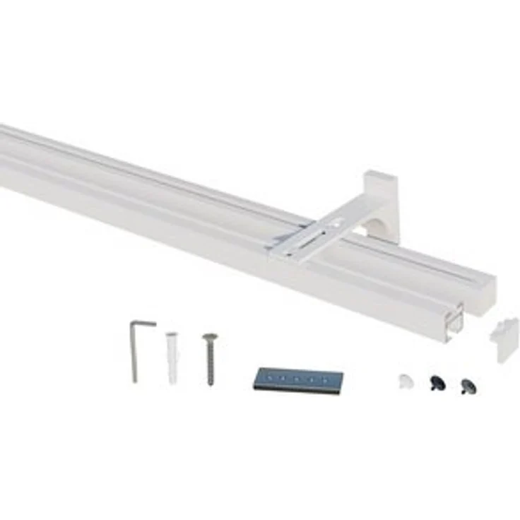 Gardineum Innenlaufschiene Eckige Innenlaufstange/ Gardinenstange 20x20mm mit Wandhalterung-2lfg – Bild 4