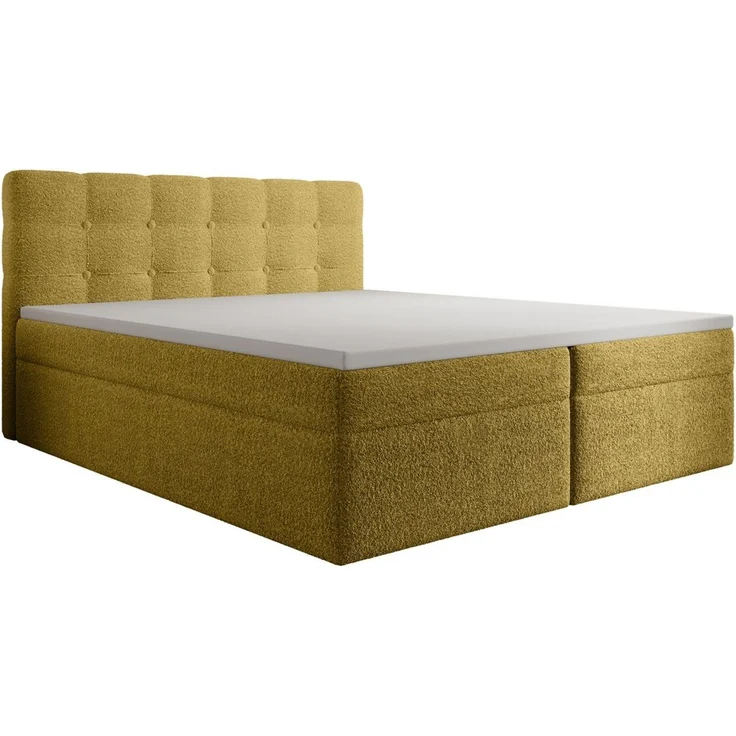 thematys Boxbett Luxus mit Bettkasten 160x200cm, mit Bonnellfederkernmatratze H3, Bouclé/Velours, mit Stauraum, mit 3 cm Topper, Gelb (Frotte 8), Art.-Nr. S0WGG0AN00I – Bild 2