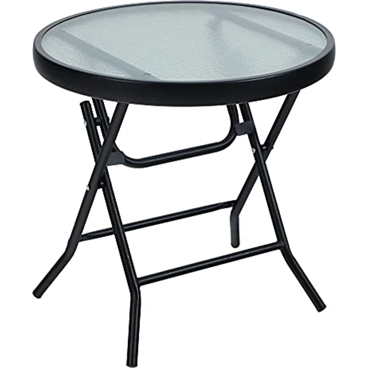 PHI VILLA Klappbar Runder Beistelltisch Glas aus Metall Gartentisch Kaffeetisch Klein Balkontisch wetterfest pflegeleicht für Balkon Garten Terrasse Wohnzimmer – Bild 10
