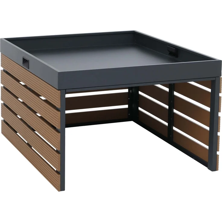 XL Mähroboter-Garage mit Pflanzkasten HWC-Q70, Dach Unterstand für Rasenmäher, WPC Metall 47x72x89cm ~ teak – Bild 9