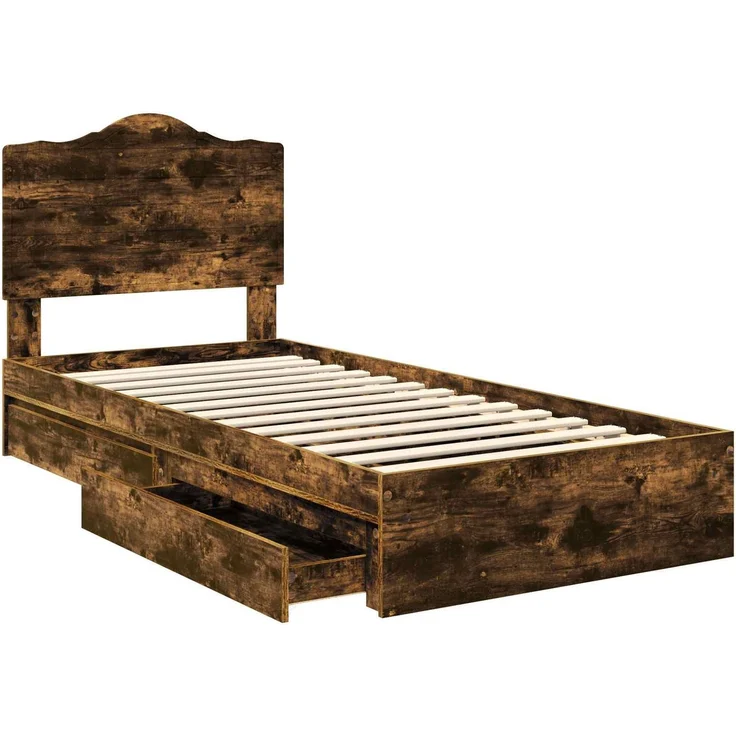 vidaXL Aufbewahrungsbett Räuchereiche 90 x 190 cm Holzwerkstoff 3413552 – Bild 5