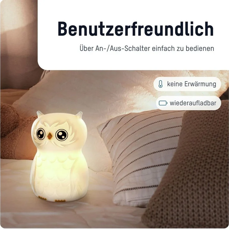 ANSMANN AG LED Nachtlicht Nachtlicht Kinder Silikon aufladbar dimmbar Farbwechsel Eule – Bild 3