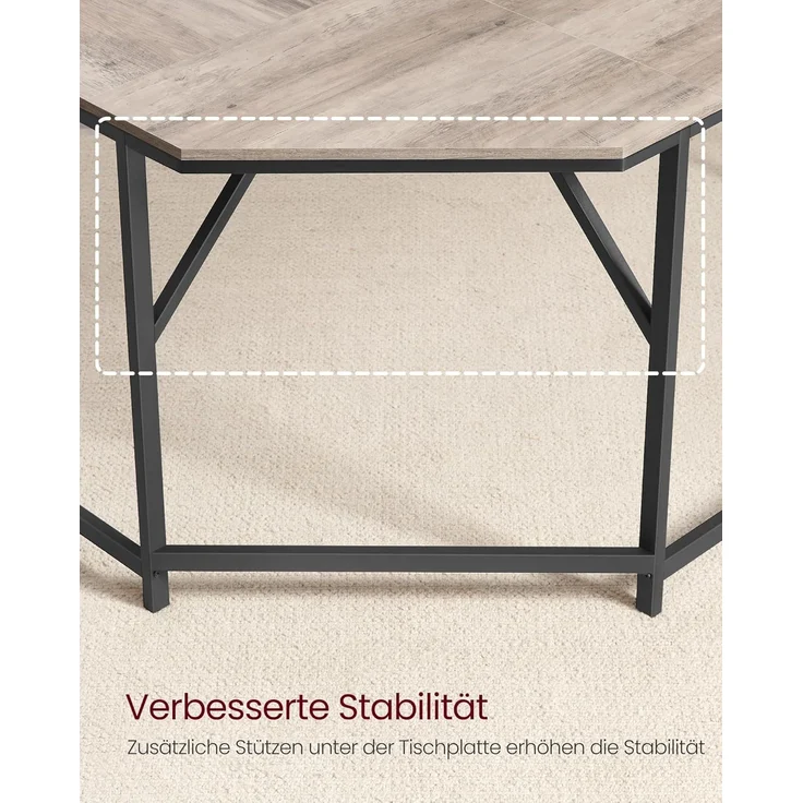 VASAGLE Eckschreibtisch, L-förmiger Computertisch, 149 x 149 x 76 cm, platzsparender Bürotisch, Homeoffice, Gaming, Greige meliert-tintenschwarz LWD073B02 – Bild 5