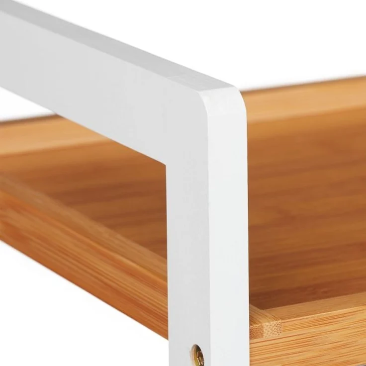 Relaxdays Badregal mit 3 Ablagen, Bambus weiß / natur, 45 x 31,5 x 80 cm – Bild 6