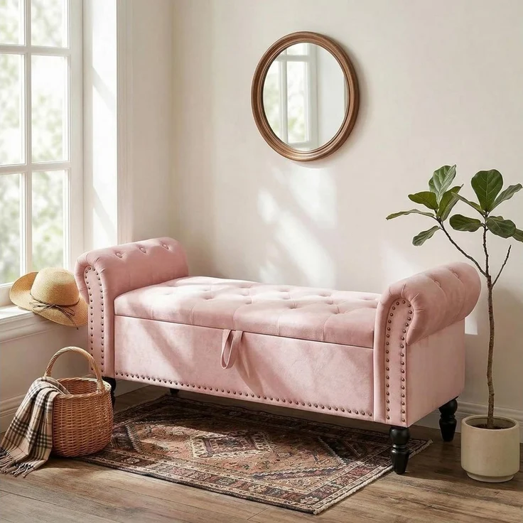 TLGREEN Bettbank Doppelter Hocker mit Stauraum, (Samt,Eleganz und Komfort mit Stauraum), Multifunktionsbank für Wohnzimmer,Schlafzimmer – Bild 3