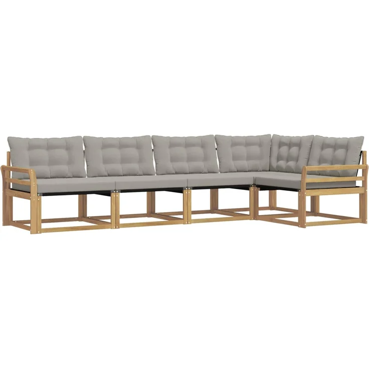 vidaXL Outdoor-Sofagarnitur 5 stk. Weiß und Hellgrau 3388685 – Bild 2