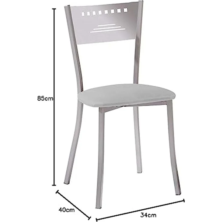 ASTIMESA 2 Metallstühle mit Leiterlehne und gepolstertem Sitz, Aluminiumgestell, Sitz aus grauem Kunstleder – Bild 2