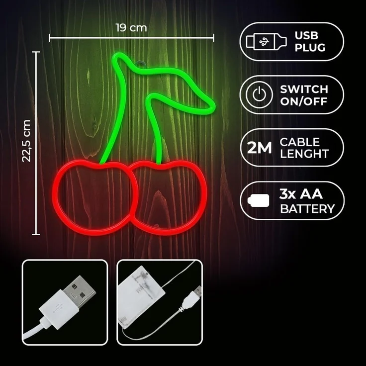 Neolia Neon LED-Leuchte CHERRY grün/rot – NNE23 – Bild 2