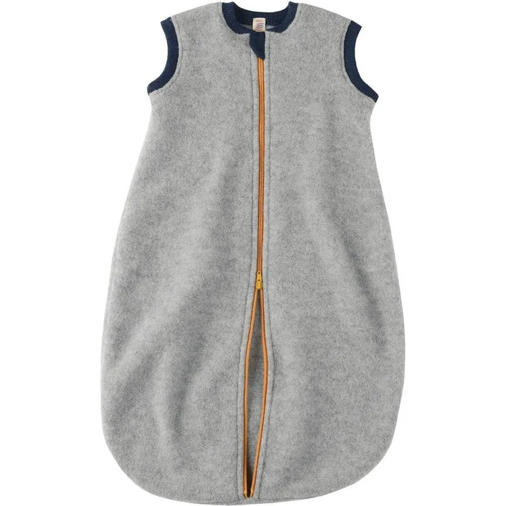 Engel Baby Schlafsack mit Rei?verschluss Wollfleece hellgrau melange - Gr??e 86/92 Kinder