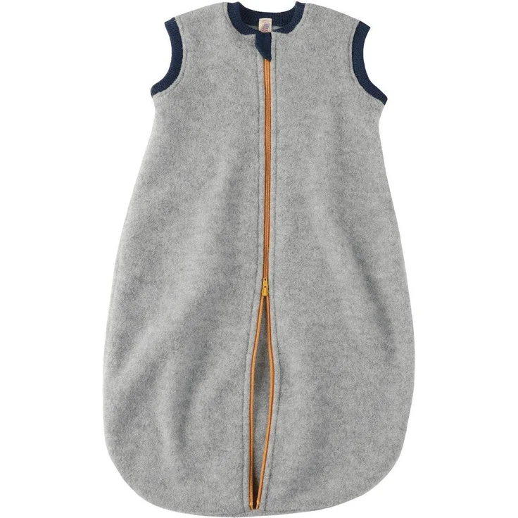 Engel Baby Schlafsack mit Rei?verschluss Wollfleece hellgrau melange - Gr??e 86/92 Kinder