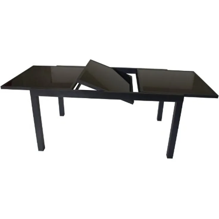 Ausziehtisch TORINO 150/210x90 cm, Aluminium + Glas schwarz