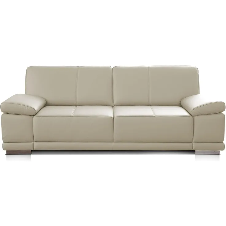 CAVADORE 3,5-Sitzer Ledersofa Corianne / Große Couch im Echtlederbezug und modernem Design / Mit verstellbaren Armlehnen / 248 x 80 x 99 / Echtleder weiß