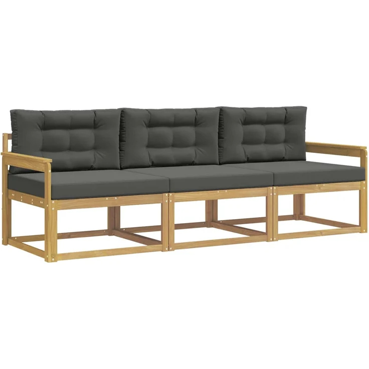vidaXL Outdoor-Sofagarnitur 3 stk. Weiß und Anthrazit Polyester 3385981 – Bild 2