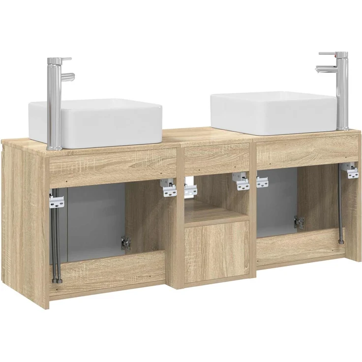 vidaXL Badezimmerschrank-Set 3 stk. Sonoma-Eiche 129 x 41 x 80 cm 3405639 – Bild 8