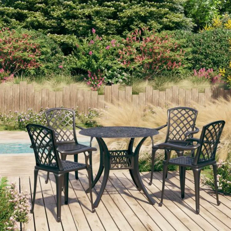 vidaXL 5-tlg. Bistro-Set Aluminiumguss Schwarz 3070611