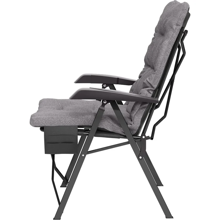 STEELSØN 'Hoggar' Set aus Campingstuhl mit Seitentasche & Getränkehalter und Hocker, faltbar, grau, gepolsterter Campingstuhl, bis 150 kg – Bild 14