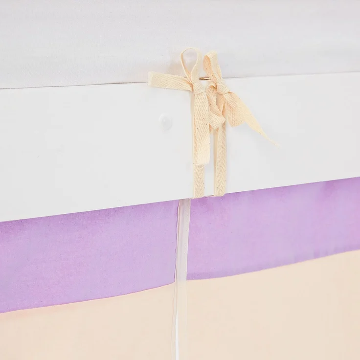 Hochbett Kinder 90x200 cm Kinderbett Kinderhochbett Stockbett Tunnel Vorhang Lila Peach Leiter Holz Massiv – Bild 10